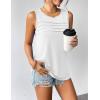 Zeagoo Womens Summer Tank Tops Sleeveless Loose Fit Tunic Blouses Dressy Casual Pleated Front Scoop Neck Boho Shirts(White)