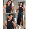 Zeagoo Womens Tank Top Racerback Crowl Neck Casual Basic Ribbed Knit Fitted Sleeveless Shirts S-XXL(Black)