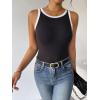 Zeagoo Womens Tank Top Racerback Crowl Neck Casual Basic Ribbed Knit Fitted Sleeveless Shirts S-XXL(Black White& White Black)