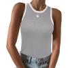 Zeagoo Womens Tank Top Racerback Crowl Neck Casual Basic Ribbed Knit Fitted Sleeveless Shirts S-XXL(Light Gray)
