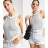 Zeagoo Womens Tank Top Racerback Crowl Neck Casual Basic Ribbed Knit Fitted Sleeveless Shirts S-XXL(Light Gray)