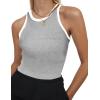 Zeagoo Womens Tank Top Racerback Crowl Neck Casual Basic Ribbed Knit Fitted Sleeveless Shirts S-XXL(Light Gray)