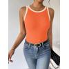 Zeagoo Womens Tank Top Racerback Crowl Neck Casual Basic Ribbed Knit Fitted Sleeveless Shirts S-XXL(Orange&beige)