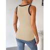 Zeagoo Womens Tank Top Racerback Crowl Neck Casual Basic Ribbed Knit Fitted Sleeveless Shirts S-XXL(Orange&beige)