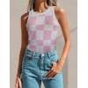 Zeagoo Womens Tank Top Racerback Crowl Neck Casual Basic Ribbed Knit Fitted Sleeveless Shirts S-XXL(Plaid-a)