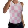Zeagoo Womens Tank Top Racerback Crowl Neck Casual Basic Ribbed Knit Fitted Sleeveless Shirts S-XXL(Plaid-a)