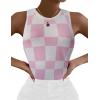 Zeagoo Womens Tank Top Racerback Crowl Neck Casual Basic Ribbed Knit Fitted Sleeveless Shirts S-XXL(Plaid-a)