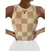 Zeagoo Womens Tank Top Racerback Crowl Neck Casual Basic Ribbed Knit Fitted Sleeveless Shirts S-XXL(Plaid-b)