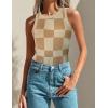 Zeagoo Womens Tank Top Racerback Crowl Neck Casual Basic Ribbed Knit Fitted Sleeveless Shirts S-XXL(Plaid-b)