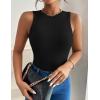 Zeagoo Womens Tank Top Racerback Crowl Neck Casual Basic Ribbed Knit Fitted Sleeveless Shirts S-XXL(Pure Black)