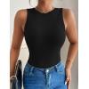 Zeagoo Womens Tank Top Racerback Crowl Neck Casual Basic Ribbed Knit Fitted Sleeveless Shirts S-XXL(Pure Black)
