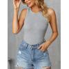 Zeagoo Womens Tank Top Racerback Crowl Neck Casual Basic Ribbed Knit Fitted Sleeveless Shirts S-XXL(Pure Gray)