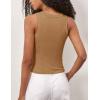 Zeagoo Womens Tank Top Racerback Crowl Neck Casual Basic Ribbed Knit Fitted Sleeveless Shirts S-XXL(Pure Khaki)