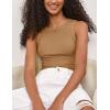 Zeagoo Womens Tank Top Racerback Crowl Neck Casual Basic Ribbed Knit Fitted Sleeveless Shirts S-XXL(Pure Khaki)