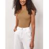 Zeagoo Womens Tank Top Racerback Crowl Neck Casual Basic Ribbed Knit Fitted Sleeveless Shirts S-XXL(Pure Khaki)