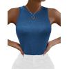 Zeagoo Womens Tank Top Racerback Crowl Neck Casual Basic Ribbed Knit Fitted Sleeveless Shirts S-XXL(Pure Navy Blue)