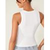 Zeagoo Womens Tank Top Racerback Crowl Neck Casual Basic Ribbed Knit Fitted Sleeveless Shirts S-XXL(Pure White)