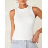 Zeagoo Womens Tank Top Racerback Crowl Neck Casual Basic Ribbed Knit Fitted Sleeveless Shirts S-XXL(Pure White)