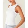 Zeagoo Womens Tank Top Racerback Crowl Neck Casual Basic Ribbed Knit Fitted Sleeveless Shirts S-XXL(Pure White)
