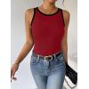 Zeagoo Womens Tank Top Racerback Crowl Neck Casual Basic Ribbed Knit Fitted Sleeveless Shirts S-XXL(Red&white Black)