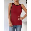 Zeagoo Womens Tank Top Racerback Crowl Neck Casual Basic Ribbed Knit Fitted Sleeveless Shirts S-XXL(Red&white Black)