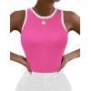 Zeagoo Womens Tank Top Racerback Crowl Neck Casual Basic Ribbed Knit Fitted Sleeveless Shirts S-XXL(Rose Red)