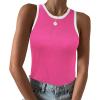 Zeagoo Womens Tank Top Racerback Crowl Neck Casual Basic Ribbed Knit Fitted Sleeveless Shirts S-XXL(Rose Red)