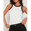 Zeagoo Womens Tank Top Racerback Crowl Neck Casual Basic Ribbed Knit Fitted Sleeveless Shirts S-XXL(White)