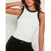 Zeagoo Womens Tank Top Racerback Crowl Neck Casual Basic Ribbed Knit Fitted Sleeveless Shirts S-XXL(White)