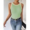 Zeagoo Womens Tank Top Racerback Crowl Neck Casual Basic Ribbed Knit Fitted Sleeveless Shirts S-XXL(White Black&green)