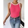 Zeagoo Womens Tank Top Racerback Crowl Neck Casual Basic Ribbed Knit Fitted Sleeveless Shirts S-XXL(White Black&rose Red)