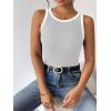 Zeagoo Womens Tank Top Racerback Crowl Neck Casual Basic Ribbed Knit Fitted Sleeveless Shirts S-XXL(White Black&white Grey)