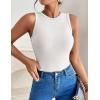 Zeagoo Womens Tank Top Racerback Crowl Neck Casual Basic Ribbed Knit Fitted Sleeveless Shirts S-XXL(White&black White)