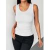 Zeagoo Womens Tank Tops 2026 Scoop Neck Ribbed Sleeveless Top Casual Basic Slim Fitted Knit Cami Tee Shirts(A1-white)