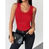 Zeagoo Womens Tank Tops 2026 Scoop Neck Ribbed Sleeveless Top Casual Basic Slim Fitted Knit Cami Tee Shirts(A-red)