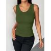 Zeagoo Womens Tank Tops 2026 Scoop Neck Ribbed Sleeveless Top Casual Basic Slim Fitted Knit Cami Tee Shirts(Army Green)