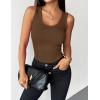Zeagoo Womens Tank Tops 2026 Scoop Neck Ribbed Sleeveless Top Casual Basic Slim Fitted Knit Cami Tee Shirts(Brown)