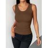 Zeagoo Womens Tank Tops 2026 Scoop Neck Ribbed Sleeveless Top Casual Basic Slim Fitted Knit Cami Tee Shirts(Brown)