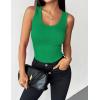 Zeagoo Womens Tank Tops 2026 Scoop Neck Ribbed Sleeveless Top Casual Basic Slim Fitted Knit Cami Tee Shirts(Green)