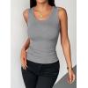 Zeagoo Womens Tank Tops 2026 Scoop Neck Ribbed Sleeveless Top Casual Basic Slim Fitted Knit Cami Tee Shirts(Grey)