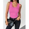 Zeagoo Womens Tank Tops 2026 Scoop Neck Ribbed Sleeveless Top Casual Basic Slim Fitted Knit Cami Tee Shirts(Hot Pink)