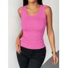Zeagoo Womens Tank Tops 2026 Scoop Neck Ribbed Sleeveless Top Casual Basic Slim Fitted Knit Cami Tee Shirts(Hot Pink)