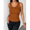 Zeagoo Womens Tank Tops 2026 Scoop Neck Ribbed Sleeveless Top Casual Basic Slim Fitted Knit Cami Tee Shirts(Light Brown)