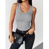 Zeagoo Womens Tank Tops 2026 Scoop Neck Ribbed Sleeveless Top Casual Basic Slim Fitted Knit Cami Tee Shirts(Light Grey)