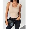 Zeagoo Womens Tank Tops 2026 Scoop Neck Ribbed Sleeveless Top Casual Basic Slim Fitted Knit Cami Tee Shirts(Light Khaki(beige))
