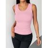 Zeagoo Womens Tank Tops 2026 Scoop Neck Ribbed Sleeveless Top Casual Basic Slim Fitted Knit Cami Tee Shirts(Pink)