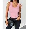 Zeagoo Womens Tank Tops 2026 Scoop Neck Ribbed Sleeveless Top Casual Basic Slim Fitted Knit Cami Tee Shirts(Pink)