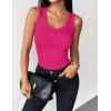 Zeagoo Womens Tank Tops 2026 Scoop Neck Ribbed Sleeveless Top Casual Basic Slim Fitted Knit Cami Tee Shirts(Rose Pink)