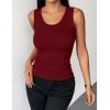 Zeagoo Womens Tank Tops 2026 Scoop Neck Ribbed Sleeveless Top Casual Basic Slim Fitted Knit Cami Tee Shirts(Wine Red)