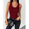 Zeagoo Womens Tank Tops 2026 Scoop Neck Ribbed Sleeveless Top Casual Basic Slim Fitted Knit Cami Tee Shirts(Wine Red)